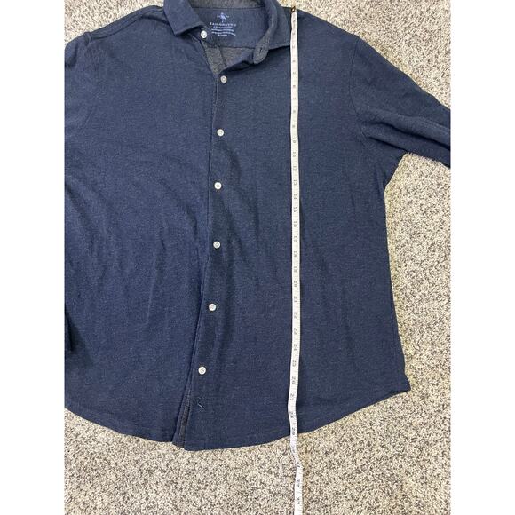 Tailor Byrd Collection Long Sleeve Brushed Cotton Button-Up Size XL Navy - Picture 7 of 9
